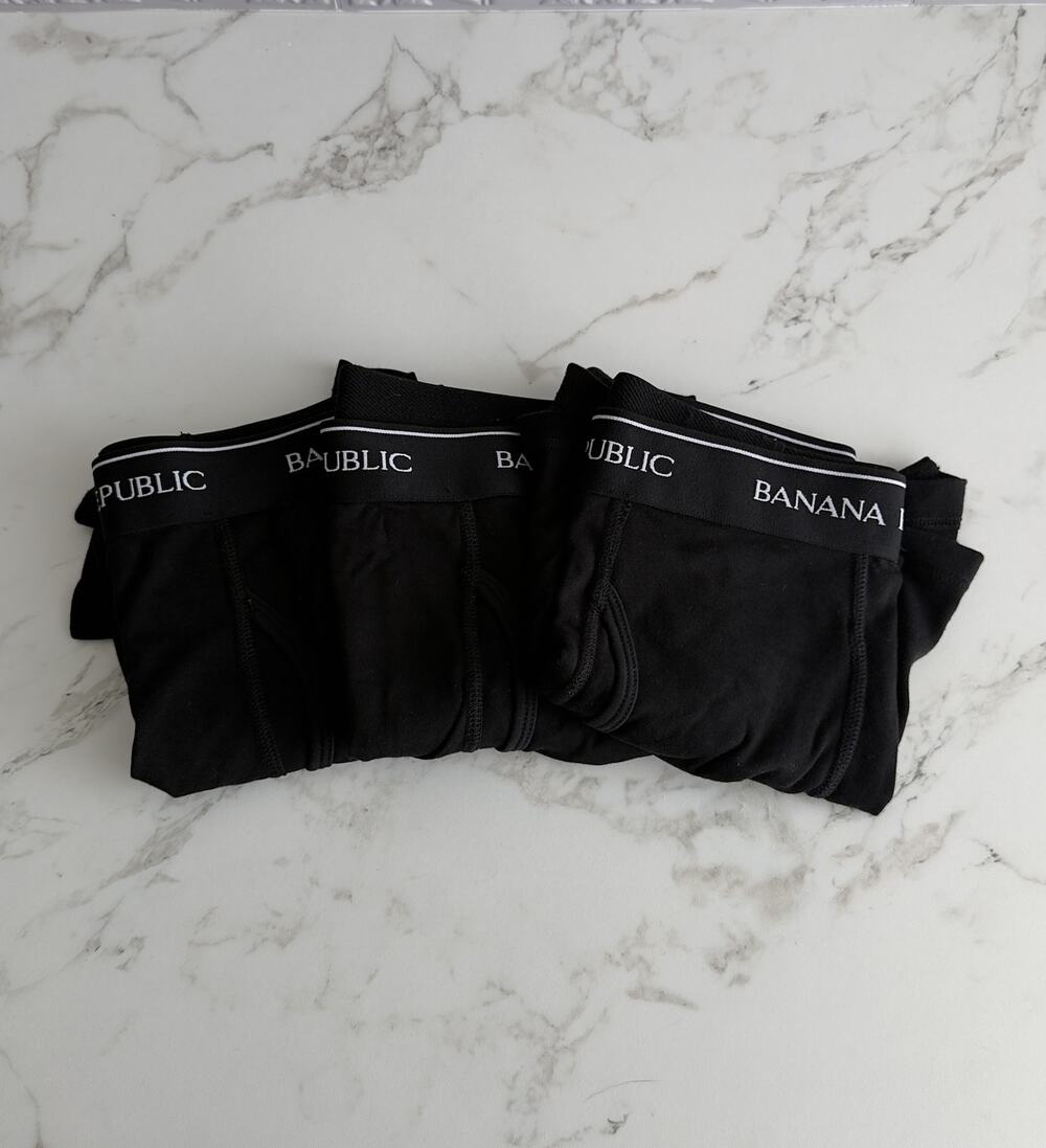 Banana Republic Mens 5 Inseam Boxer Briefs 3 Pack Black Stretch Size Large NWOT